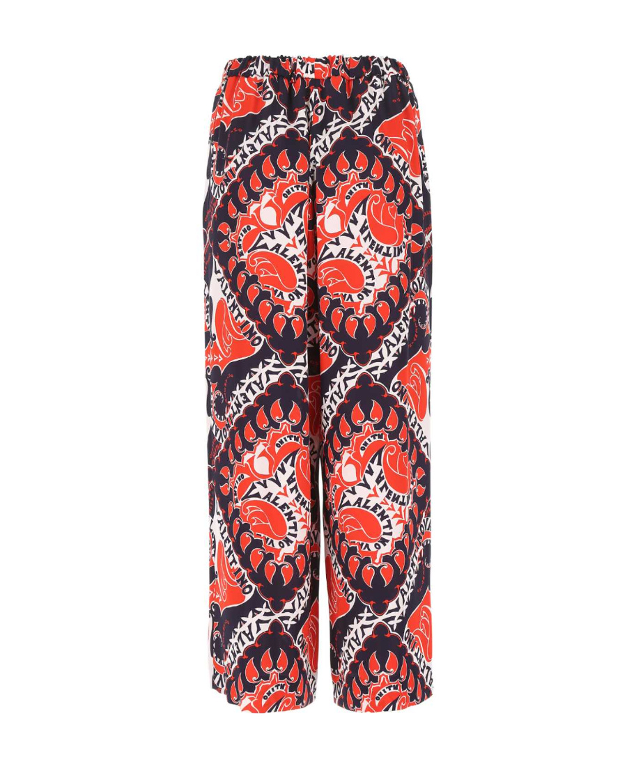 Valentino Comfortable Pants With Geometric Pink And Purple Pattern In Multicolor