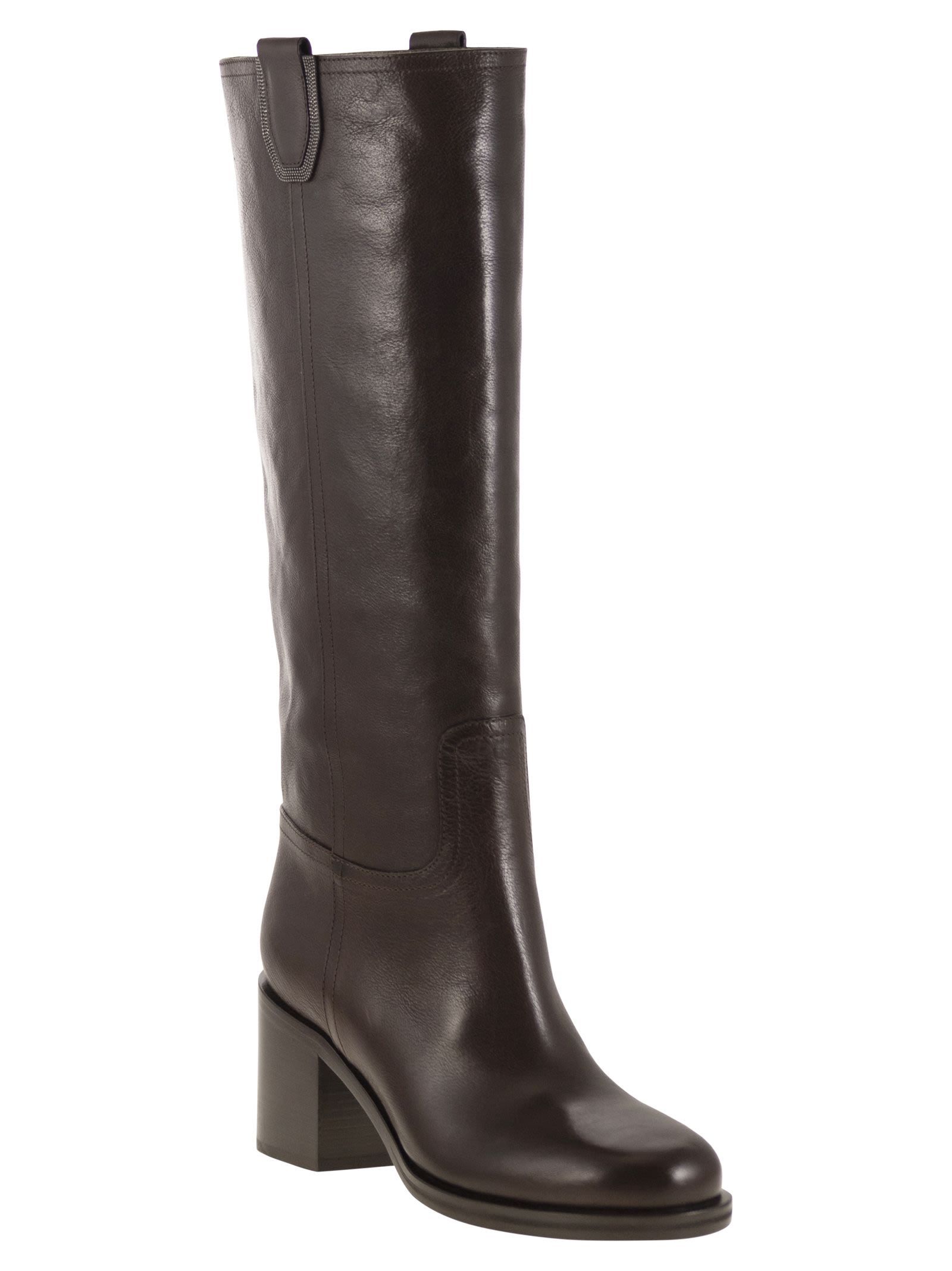Brunello Cucinelli Leather Knee-high Boots In Black