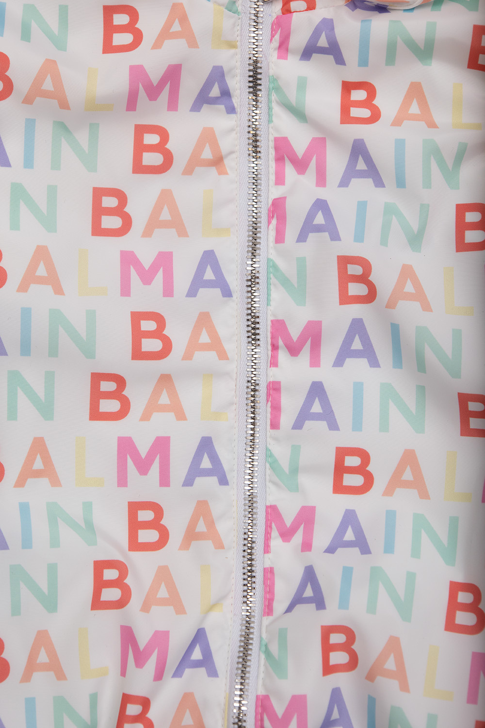 Shop Balmain All-over Logo Print Hooded Jacket In White