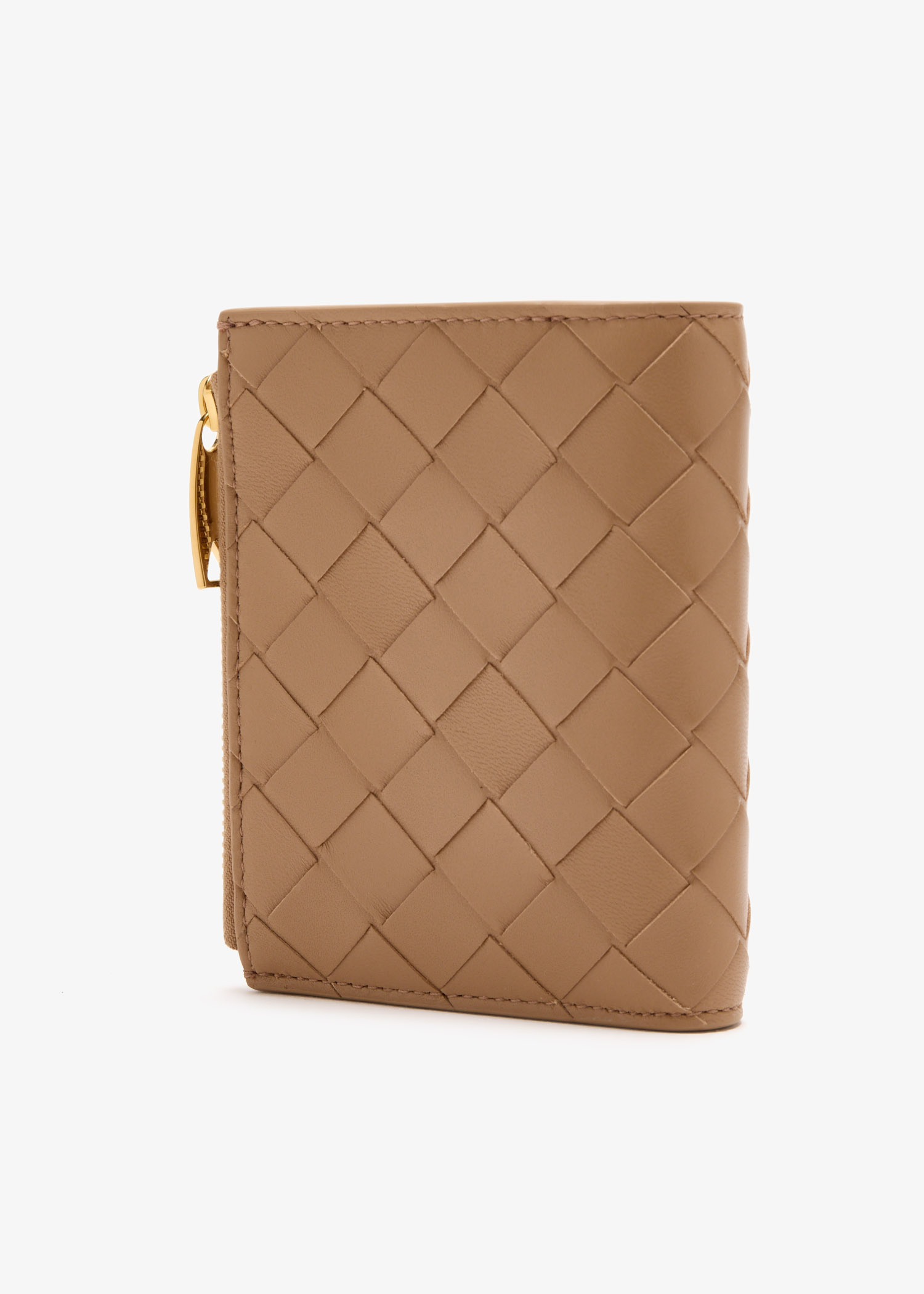 Bottega Veneta Intrecciato Small Bi-fold Wallet In Brown