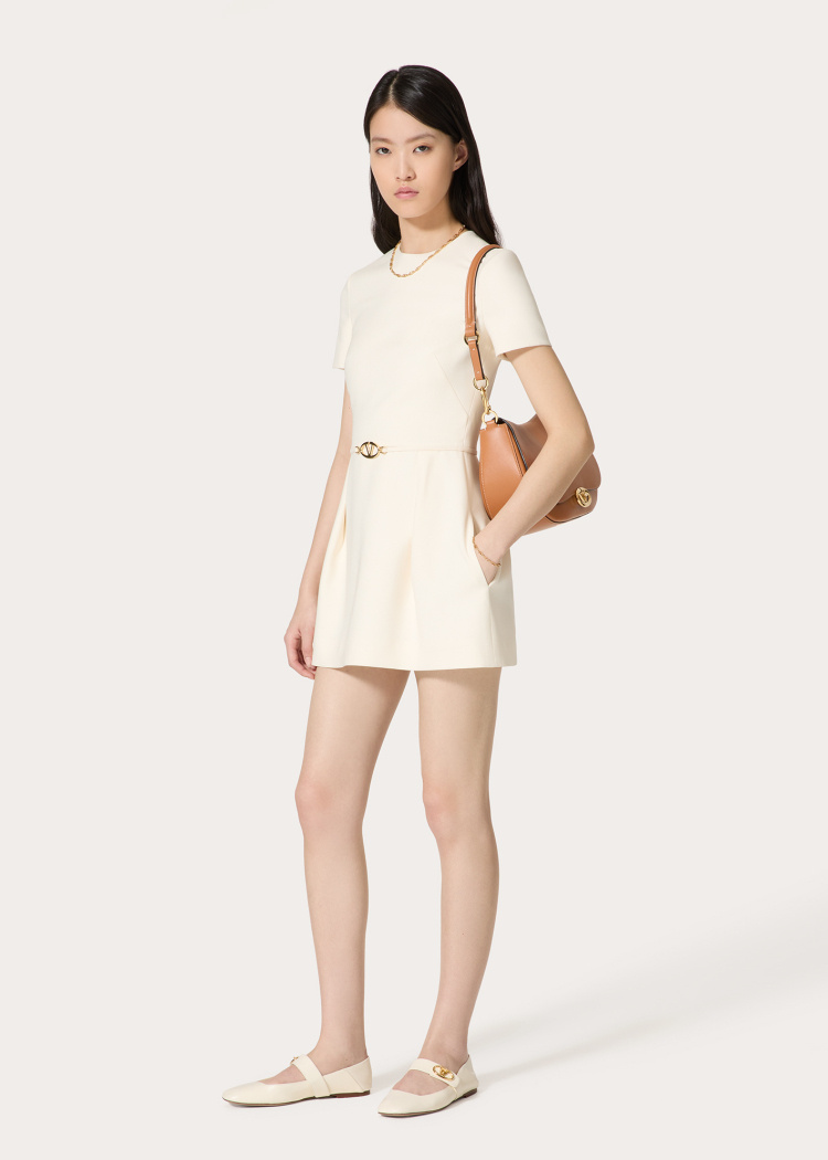 Valentino Crepe Couture Belted Minidress In White