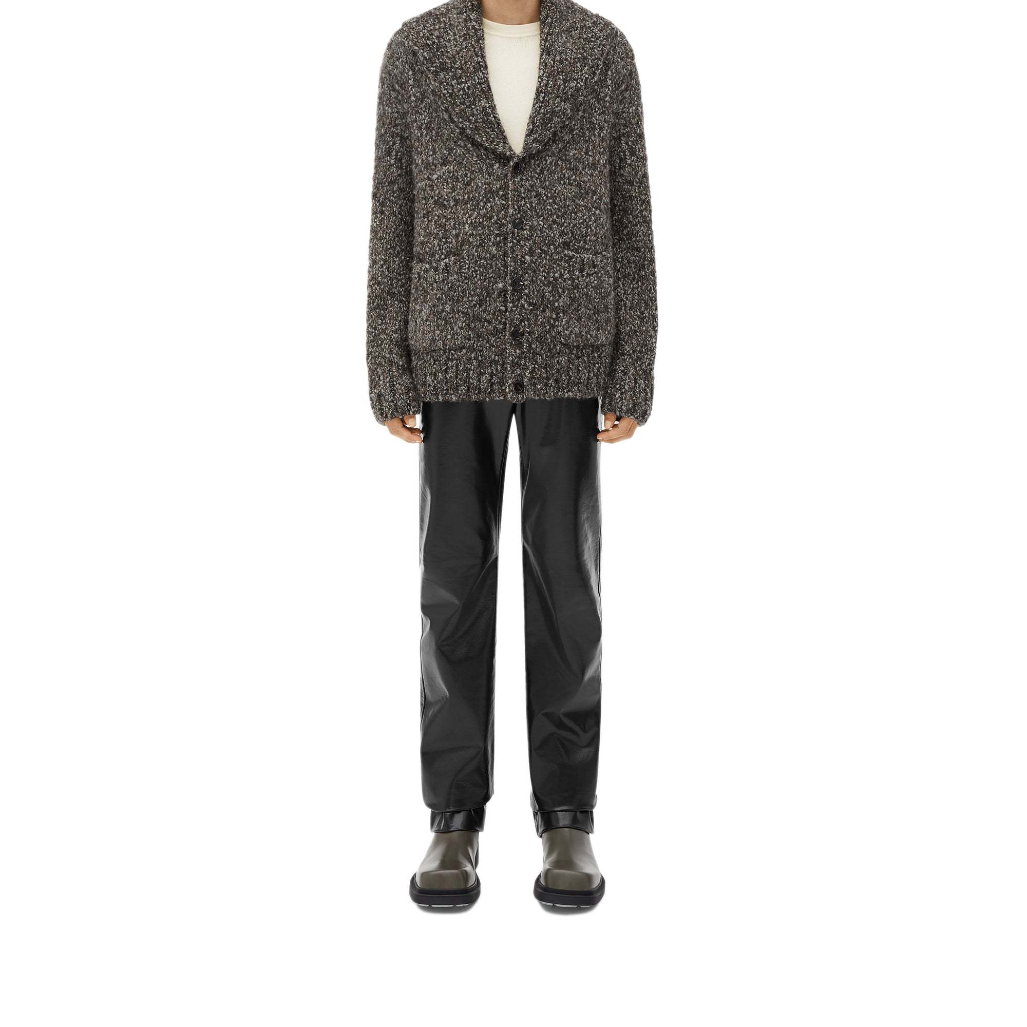 Bottega Veneta Wool Long-sleeved Cardigan In Gray