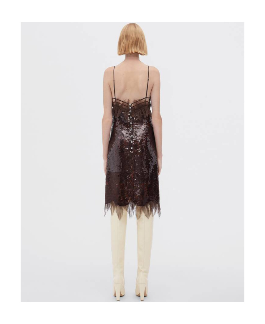BOTTEGA VENETA BOTTEGA VENETA SEQUINNED LACE-DETAILED DRESS