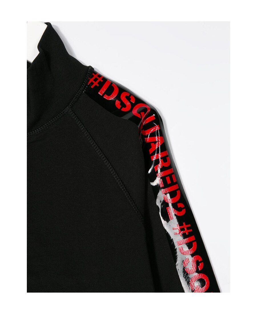 Dsquared2 Logo Tape Zip-up Sweatshirt In Black