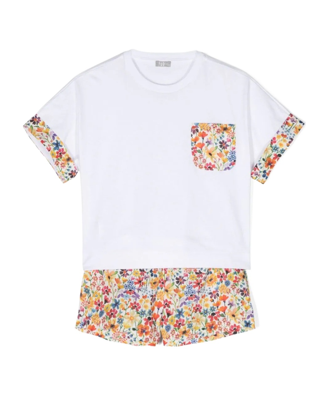 Il Gufo Cotton Jersey T-shirt & Liberty Shorts In White