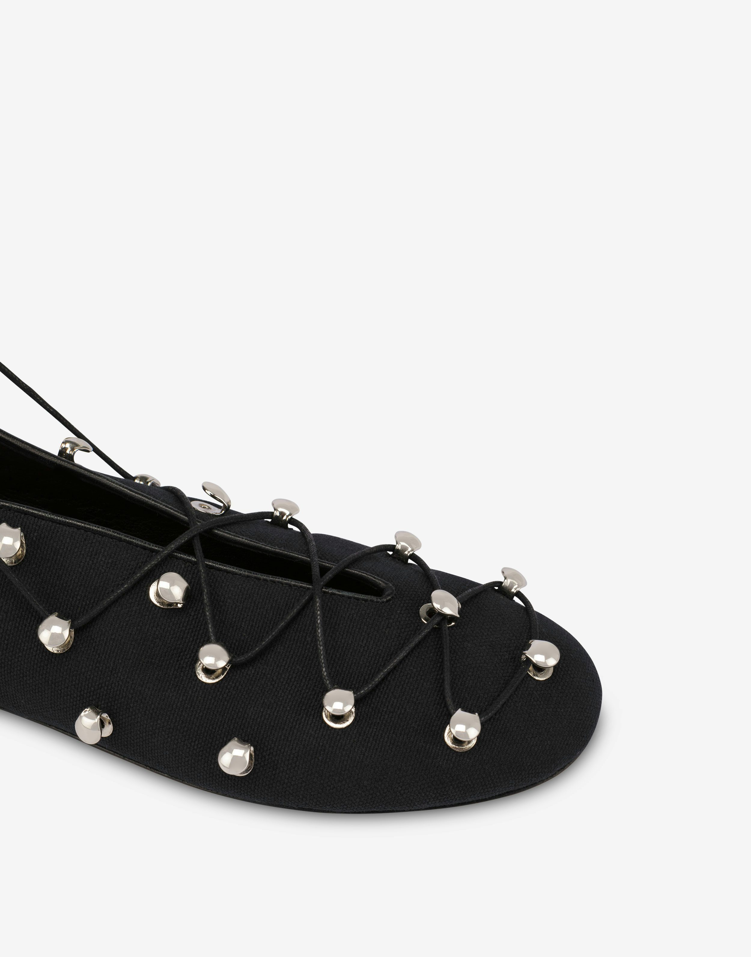 Moschino Eyelet-embellished Ballerina Shoes In Black