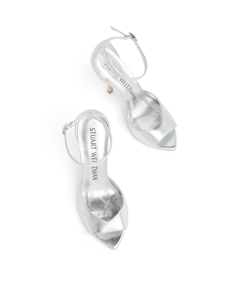 Stuart Weitzman Nudist 100mm Metallic-finish Sandals In White