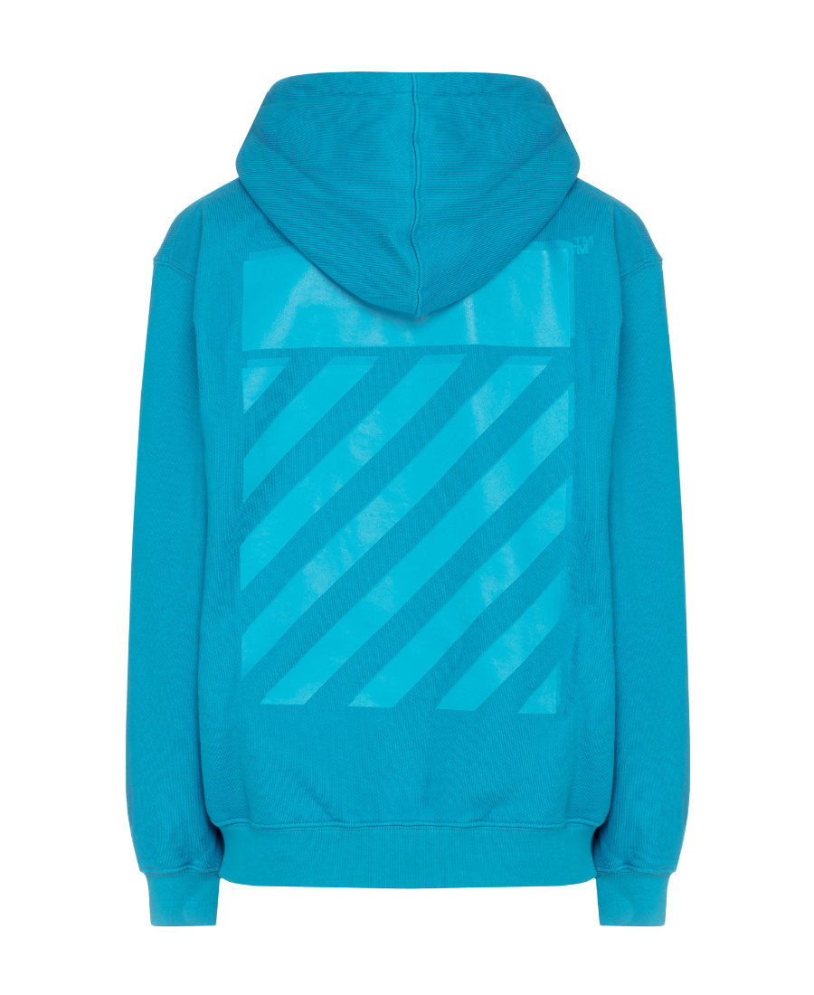 Off-white Diag-print Zip-front Hoodie In Blue