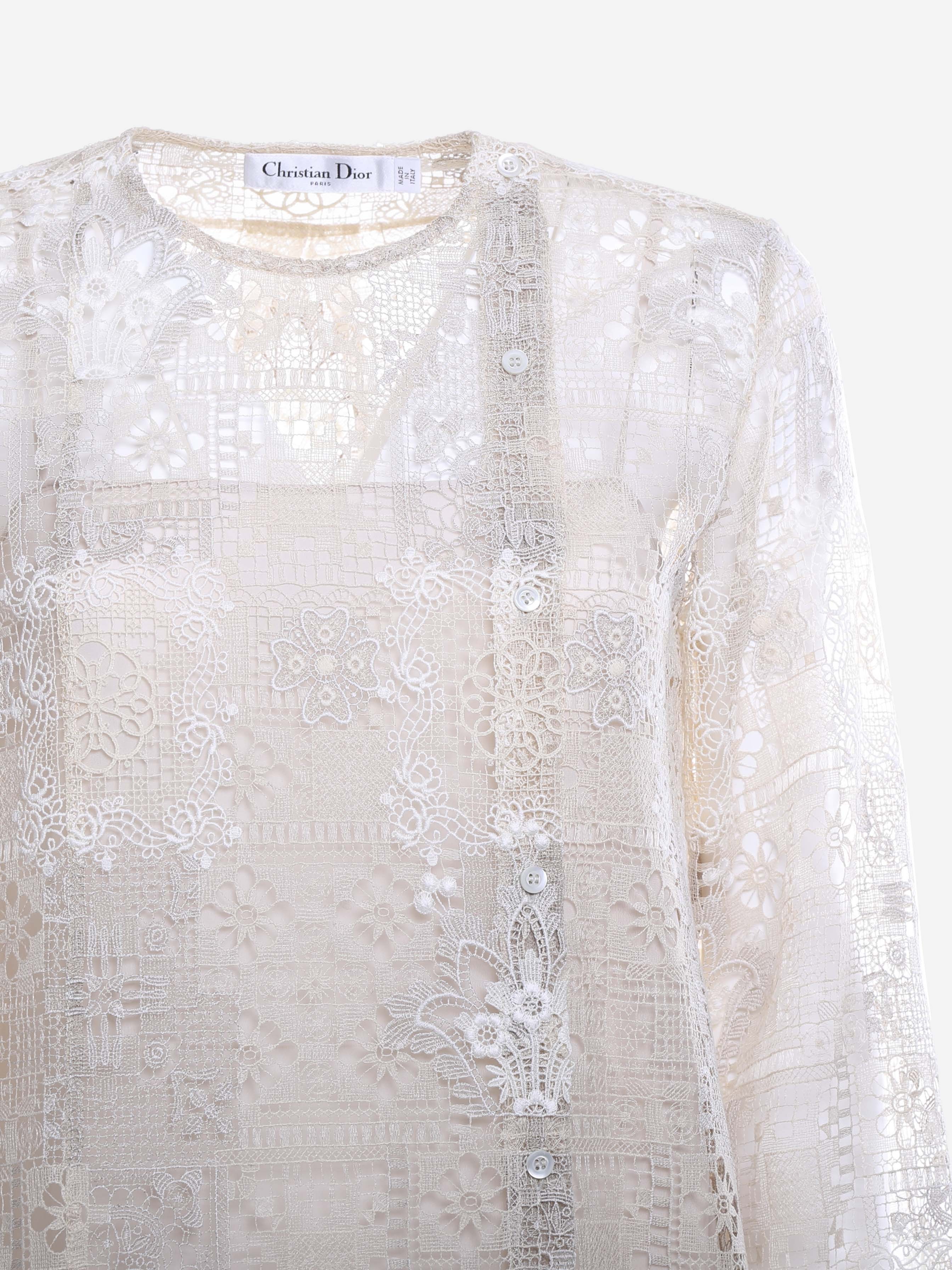 Dior Lace Blouse In Nude