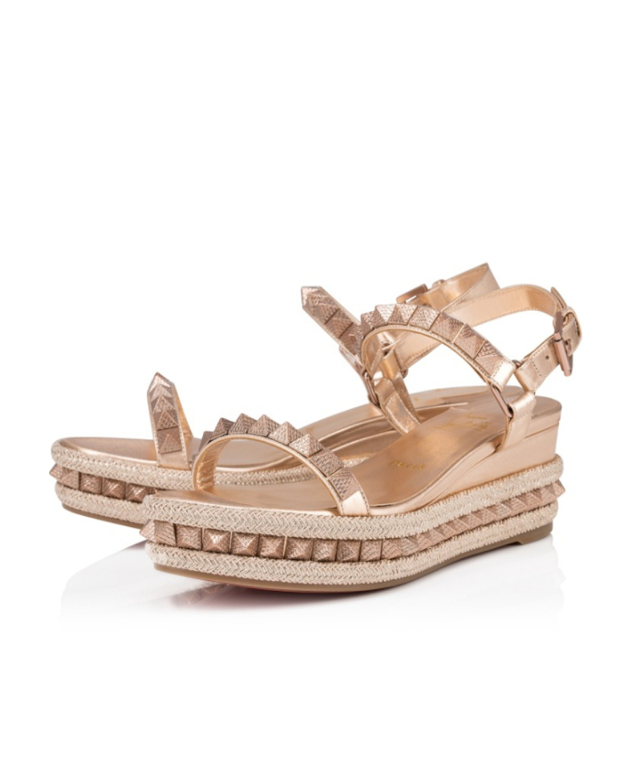 Christian Louboutin Pyraclou Open-toed Sandals With Thick Soles In Nude
