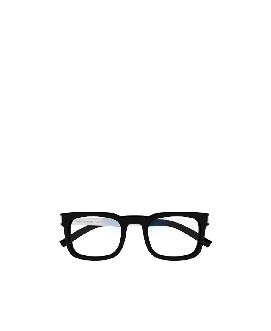 Saint Laurent Logo-engraved Square-frame Glasses In Black