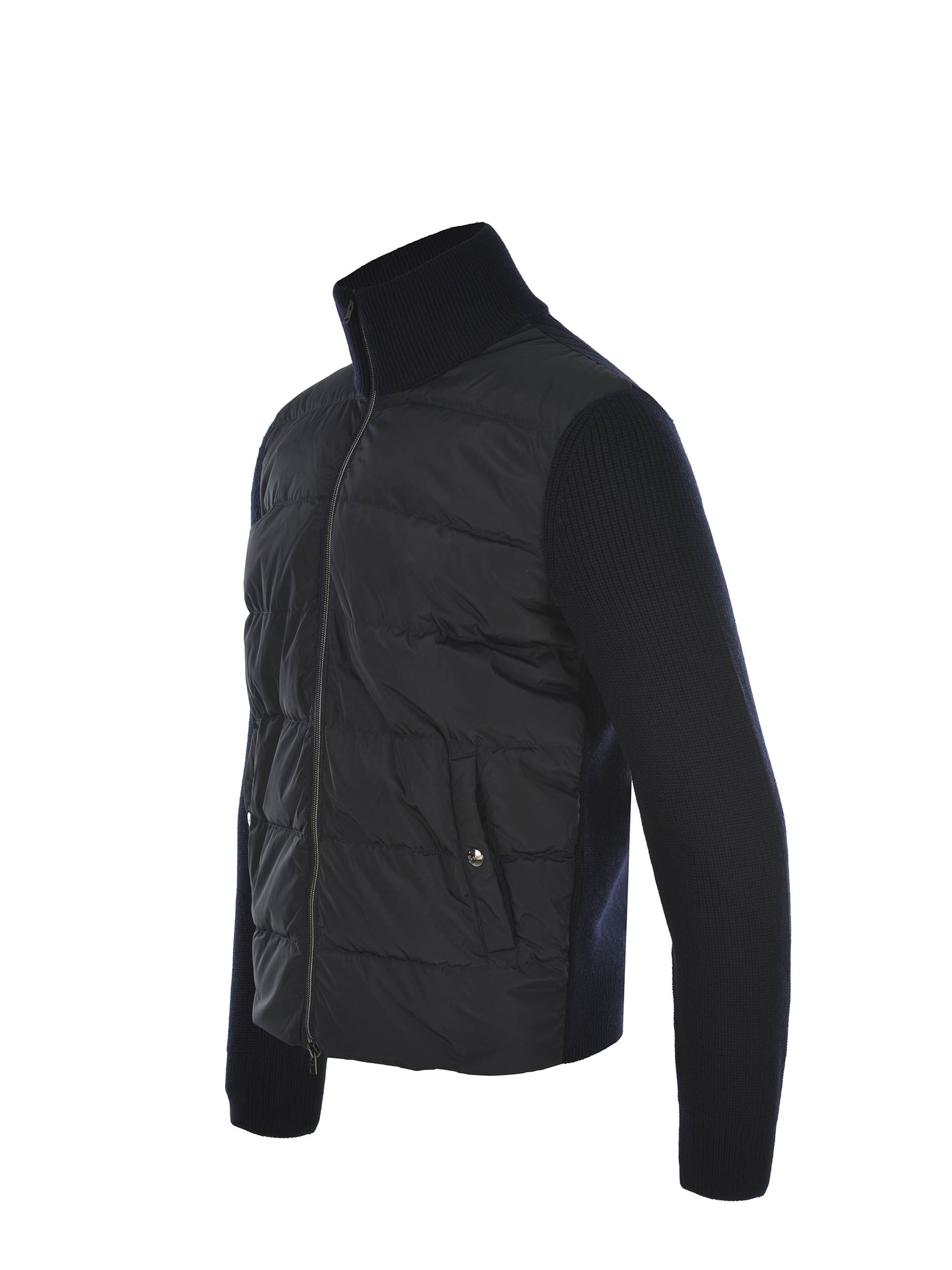 Herno Long-sleeved Knitted Cardigan In Black