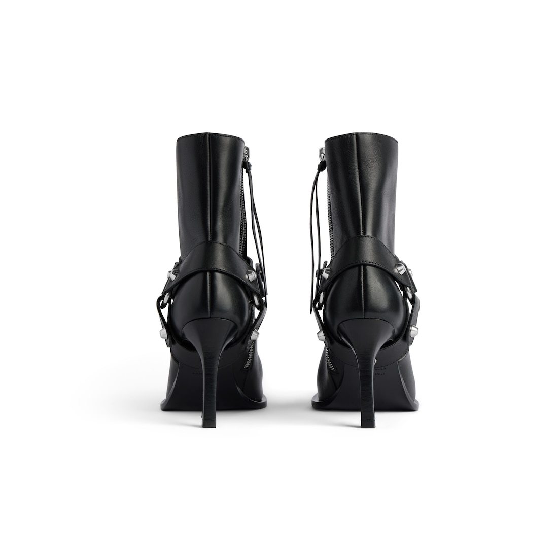 Balenciaga City Calfskin Heeled Ankle Boots In Black