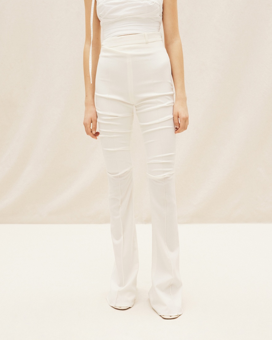 Jacquemus High-waisted Flared Trousers In White