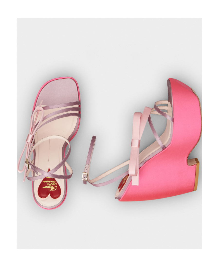 Roger Vivier Bow Detailed Wedge Sandals In Red