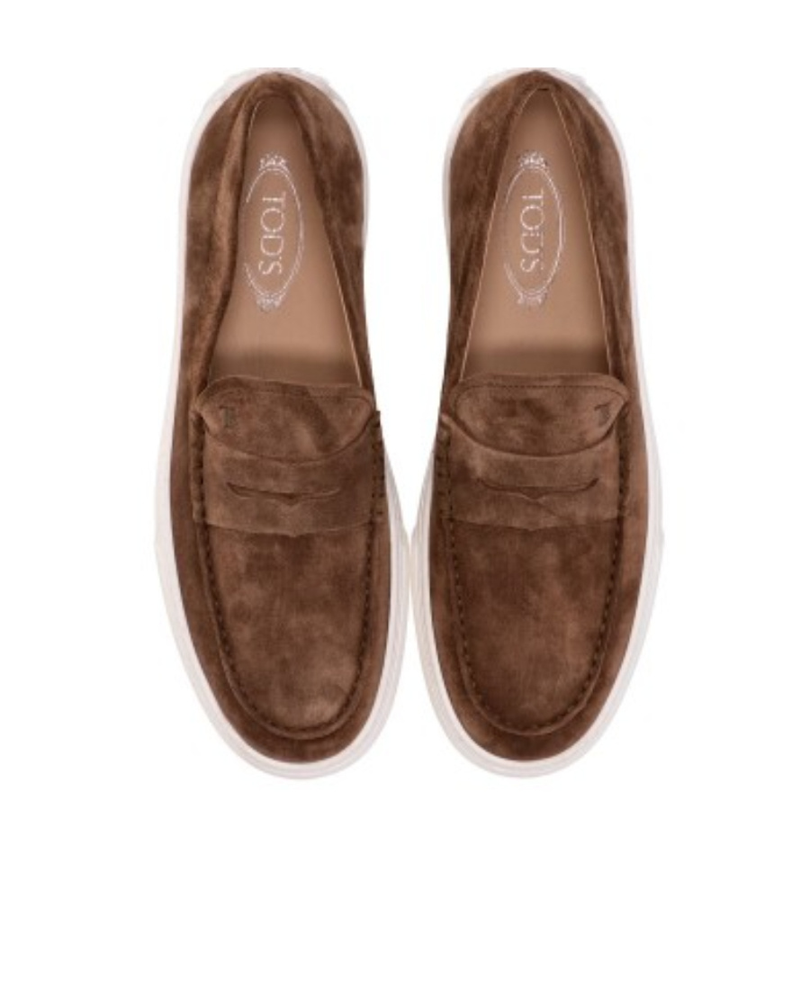 Tod's Gommino Round Toe Penny Loafers In White
