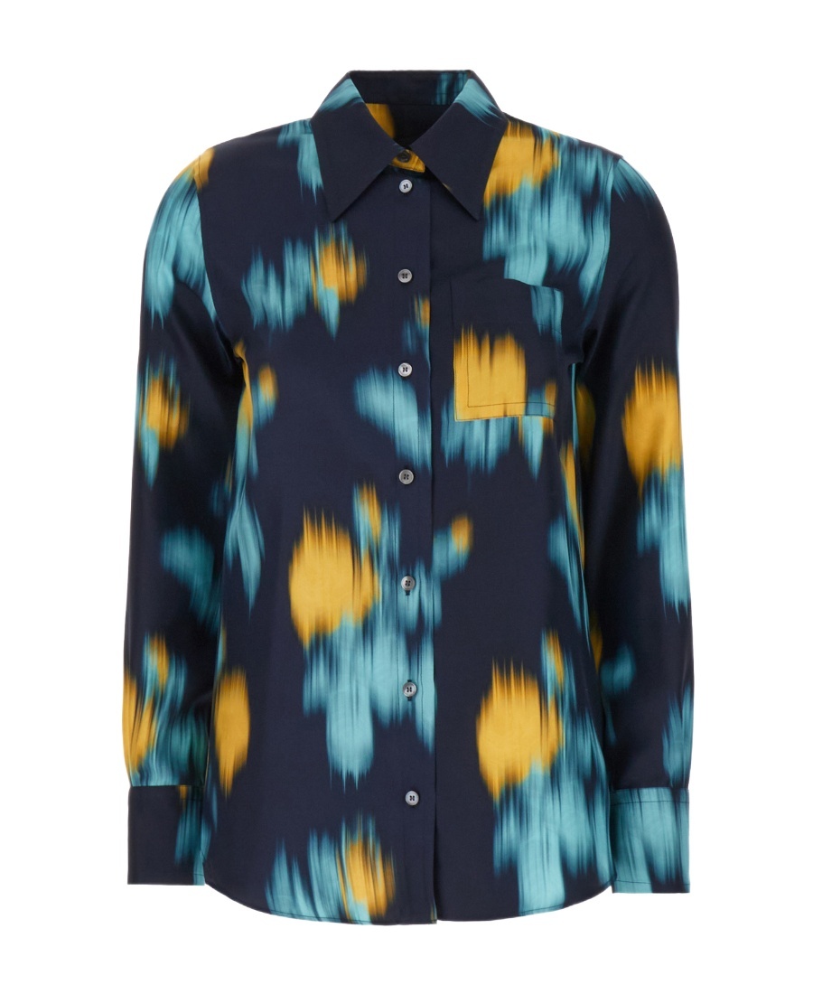 Lanvin Unique Print Silk Blouse In Black