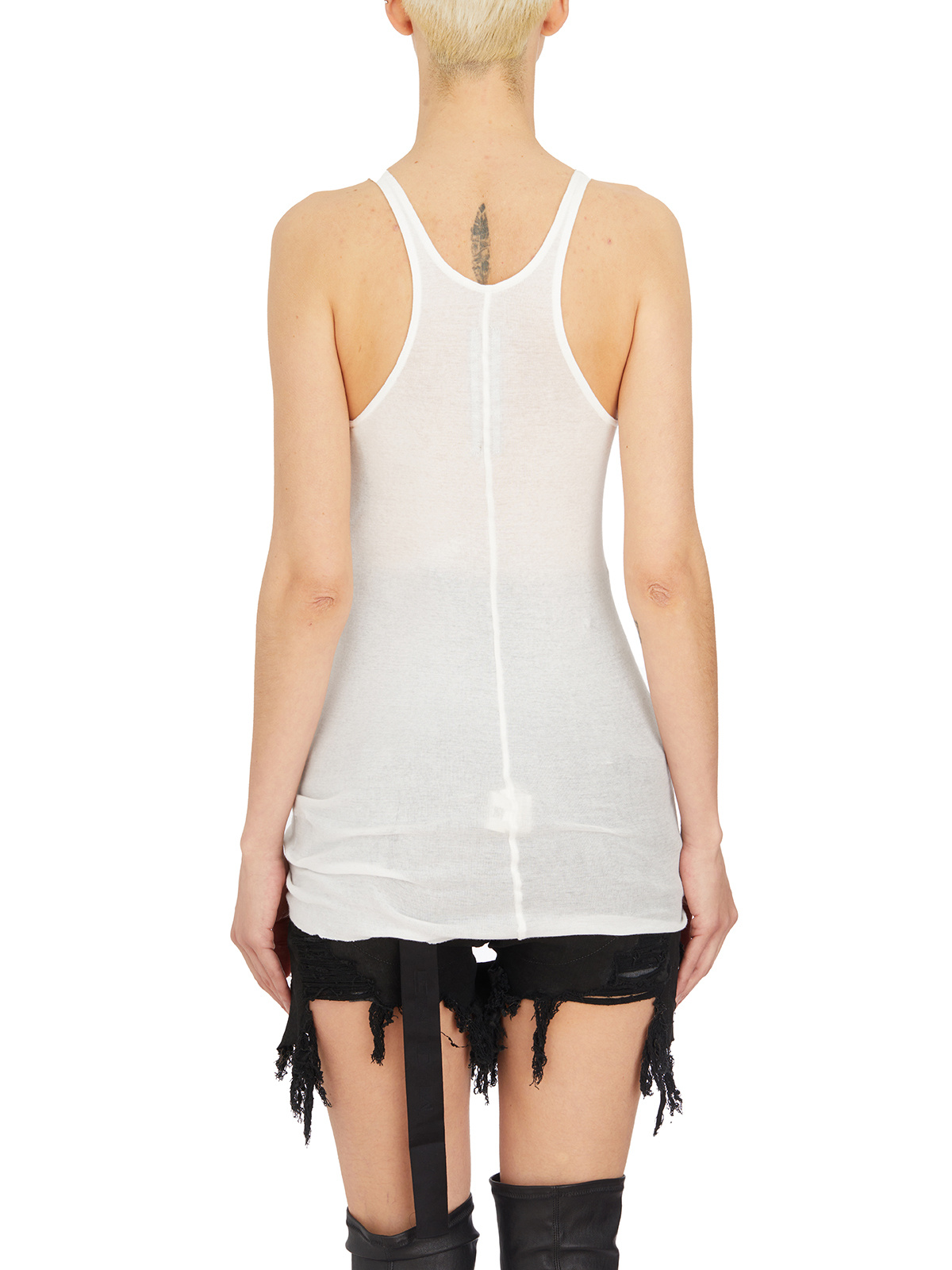 Rick Owens Drkshdw Sleeveless Racerback Asymmetric Hem Top In White
