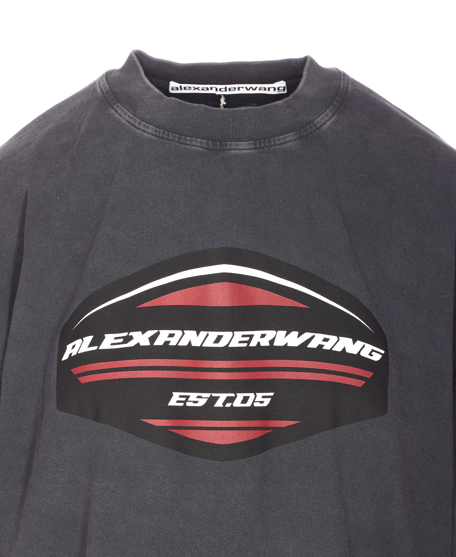 Alexander Wang Long-sleeved Graphic Jersey In Gray