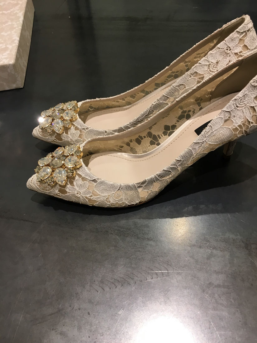 Dolce & Gabbana Lace Rainbow Pumps With Brooch Detailing Shoes In White