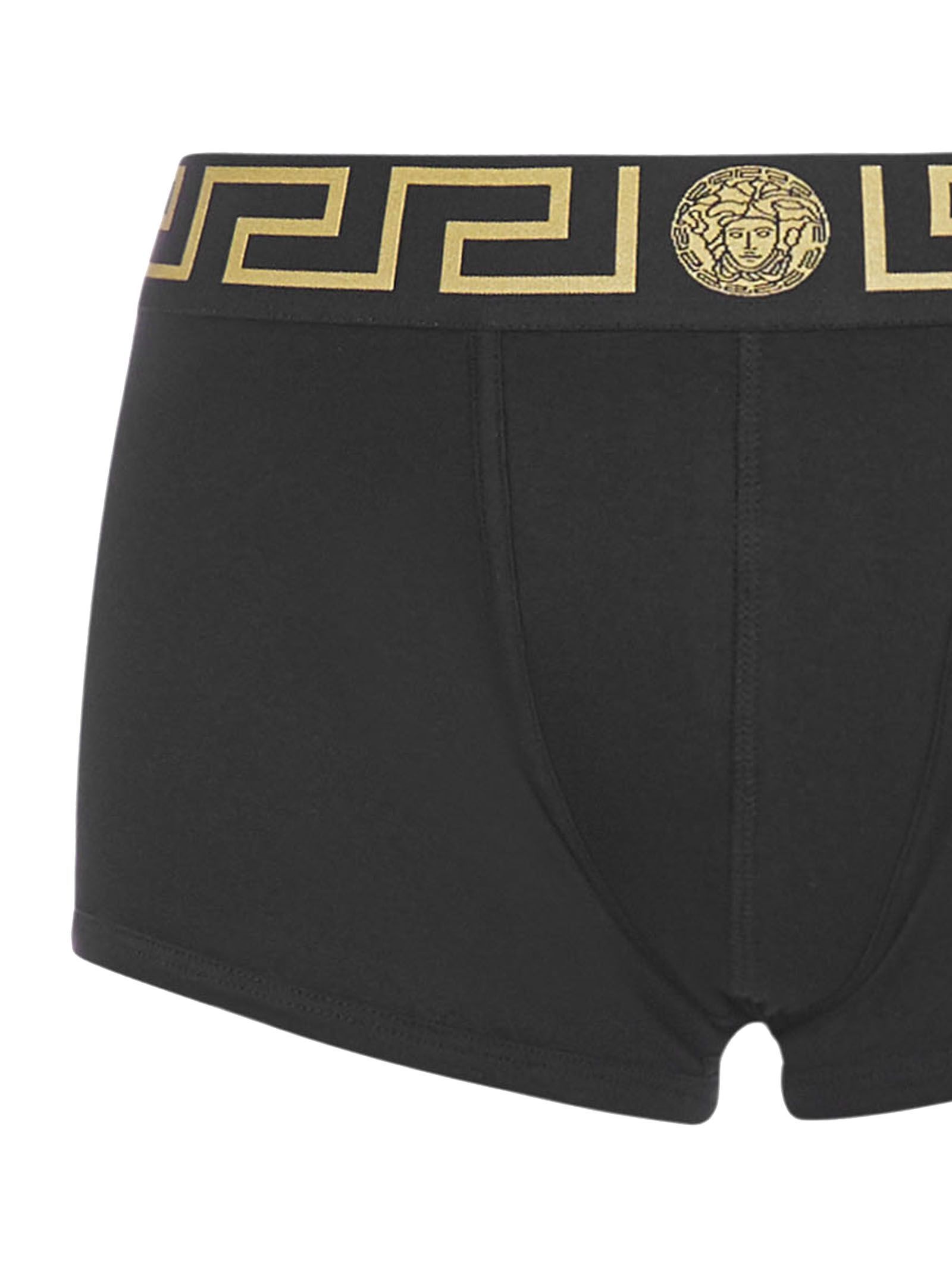 Versace Black Briefs With Elastic Waist With Medusa Print In Cotton Stretch Man In Black
