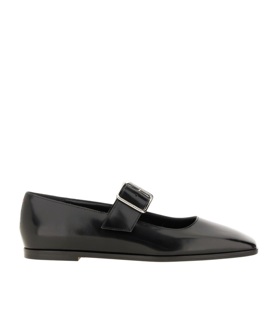 Aeyde Sunny Polido Dancer Lamb Leather Flats In Black