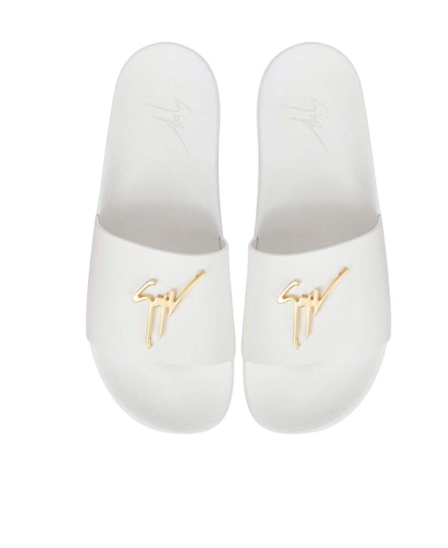 Giuseppe Zanotti Brett Logo-plaque Sliders In White