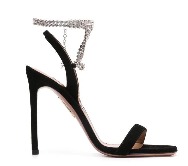 Aquazzura Careless Whisper Ankle Strap Embellished Sandals In Black