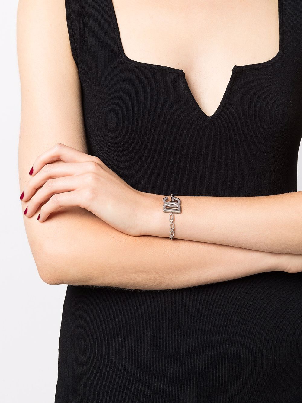 Dolce & Gabbana Logo-plaque Chain-link Bracelet In White