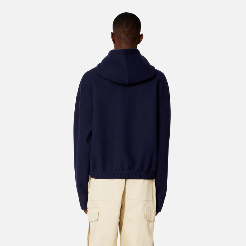 Ami Alexandre Mattiussi Drop-shoulder Drawstring Hoodie In Black
