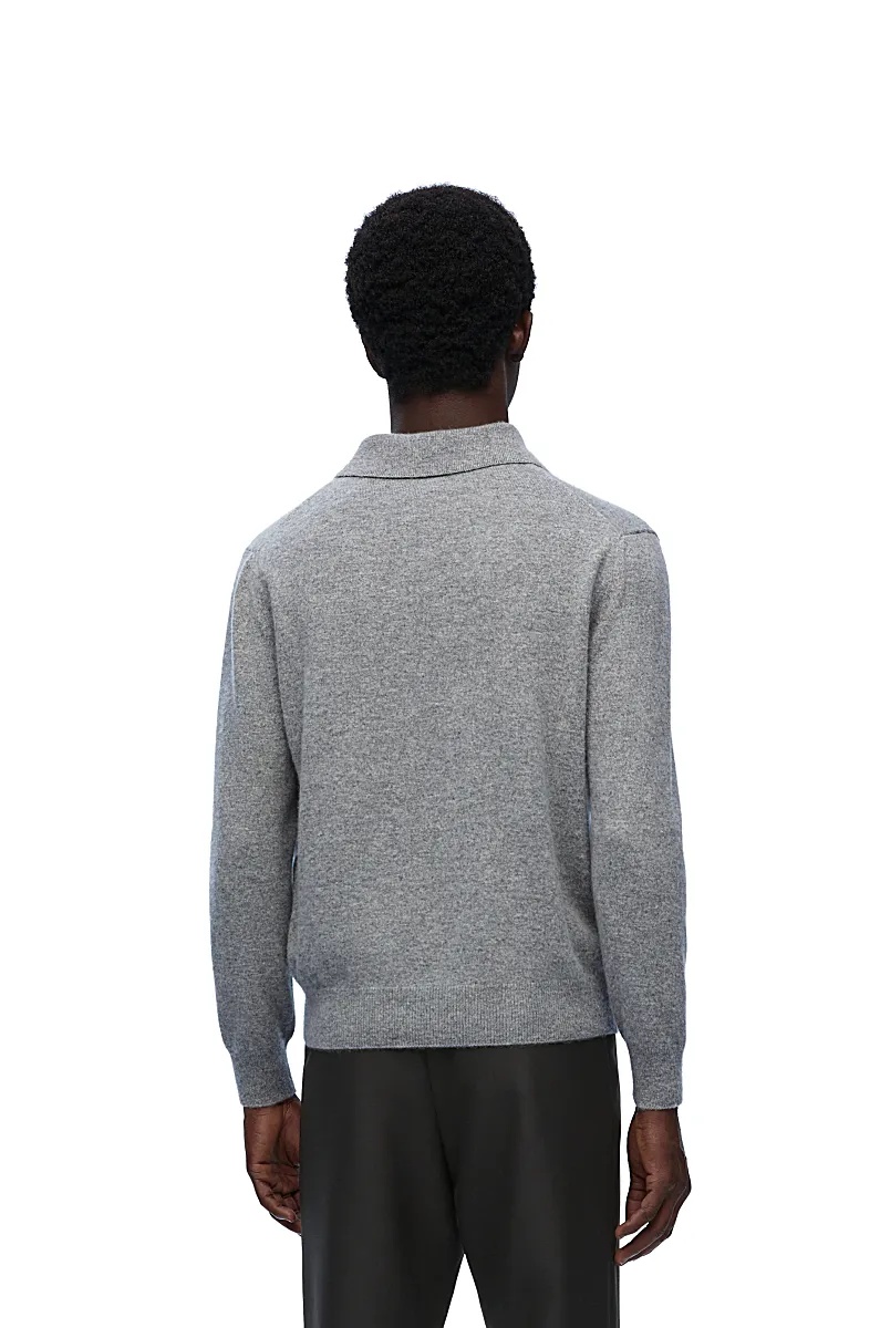Loewe Cashmere Lapel Sweater In Gray