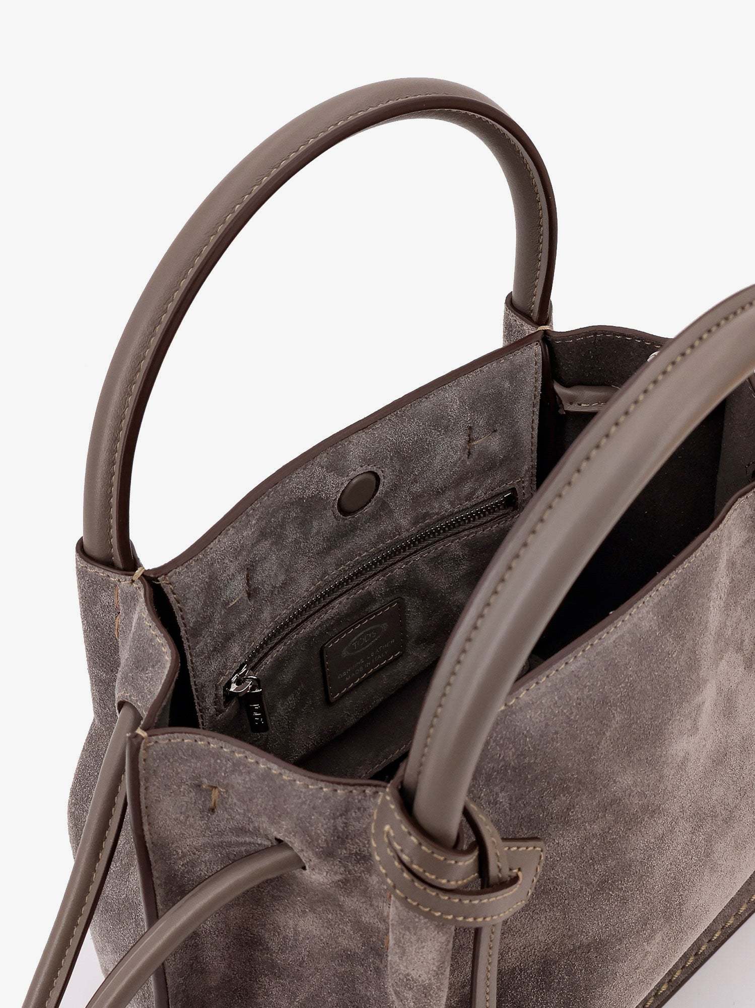 Tod's T Timeless Suede Shoulder Bag In Gray