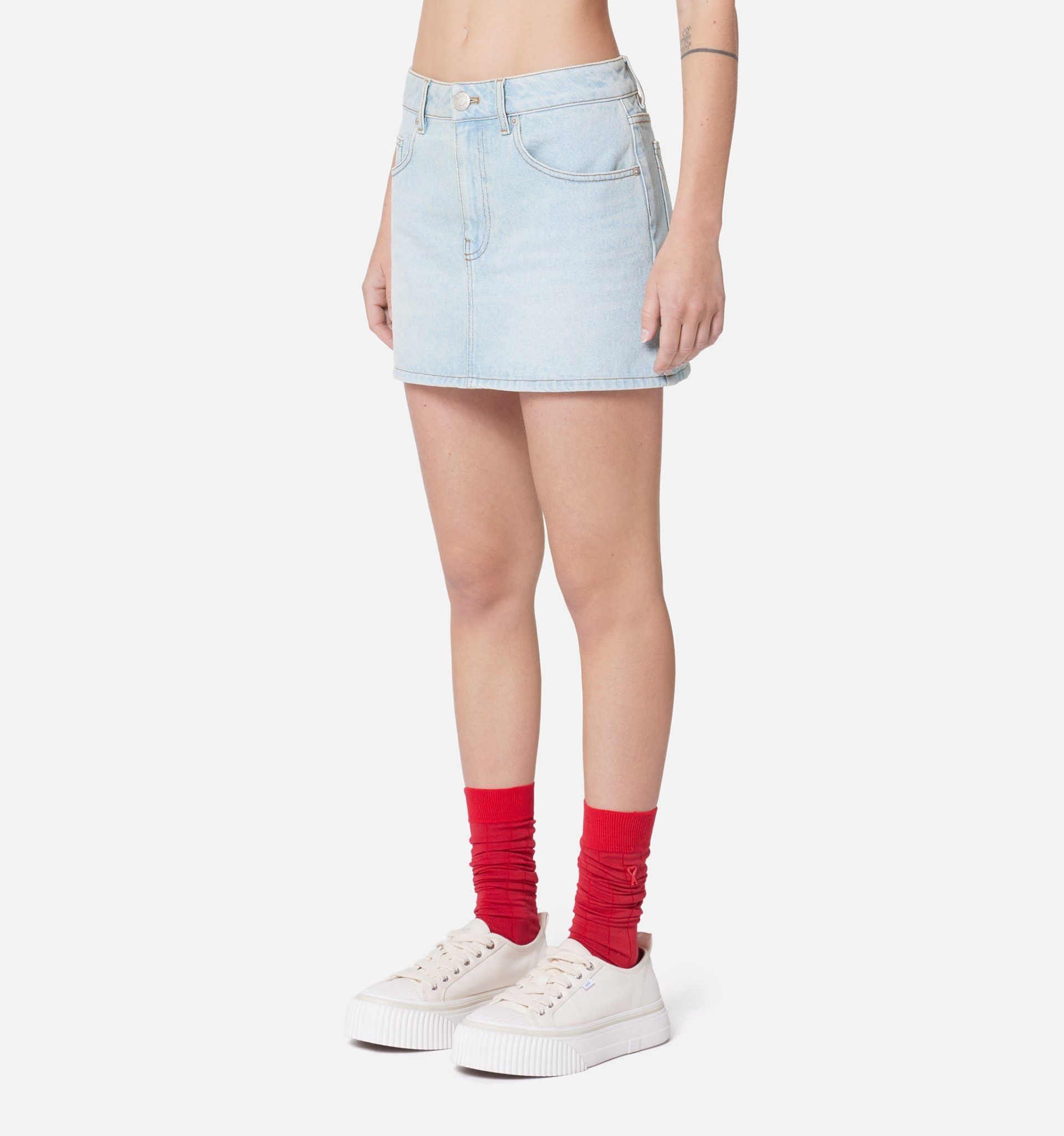 Ami Alexandre Mattiussi Denim Mini Skirt In Green