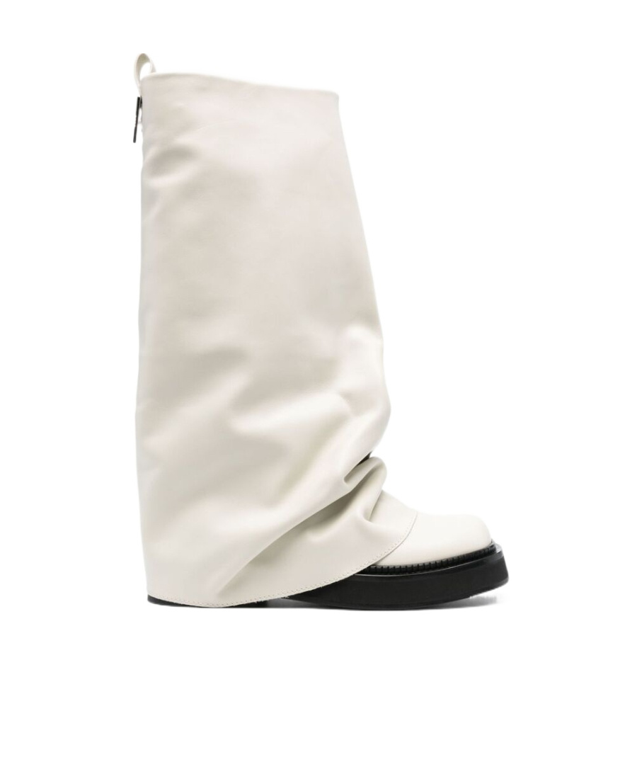 Attico Robin Layered Leather Boots In White