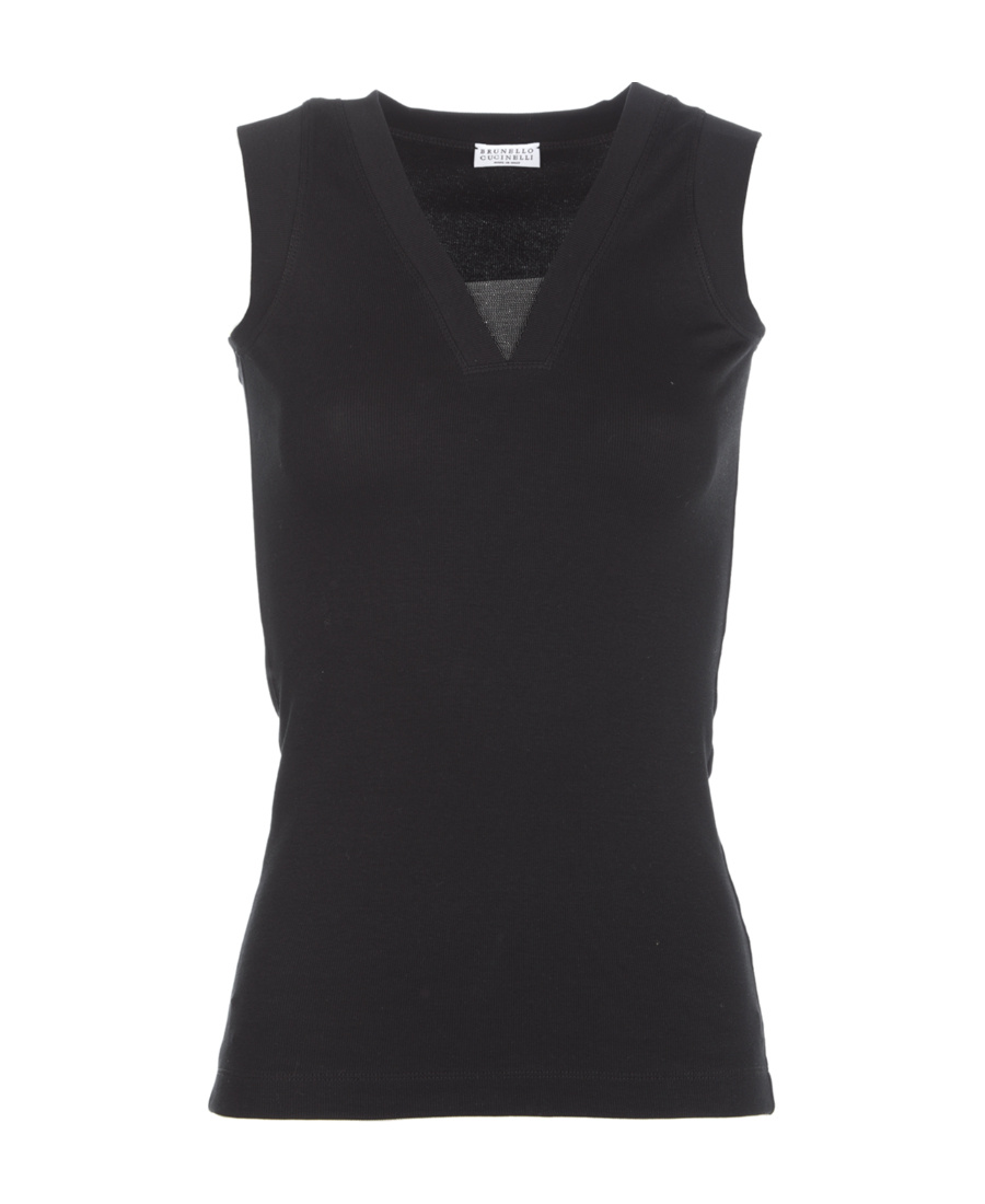 Brunello Cucinelli Monili Chain-embellished Tank Top In Black