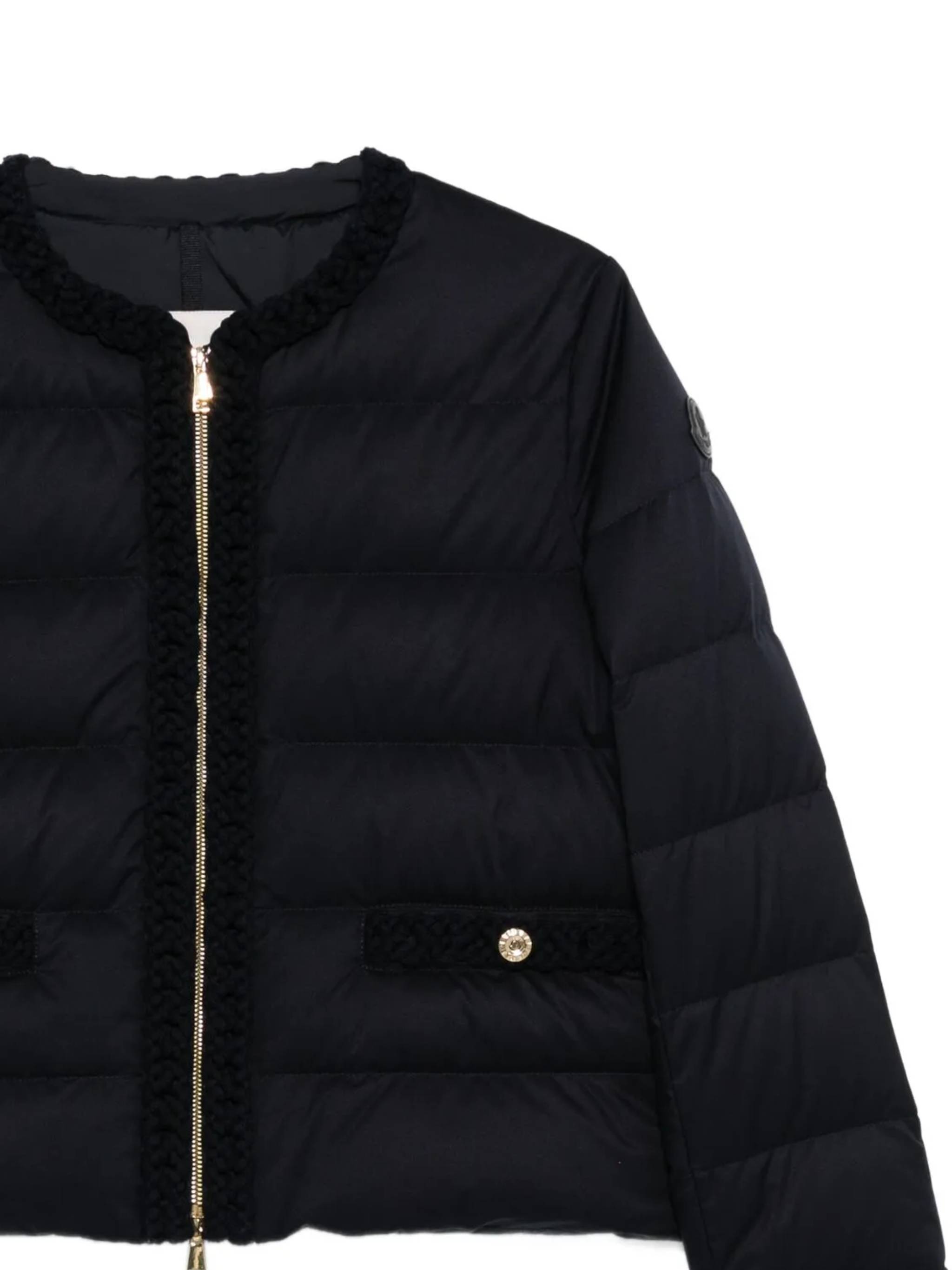 Moncler Quilted-trimmed Down Jacket In Blue