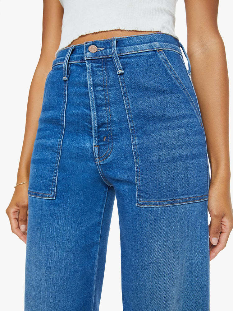Mother The Stitch Up Maven Hover Nip It In The Bud Jeans In Blue