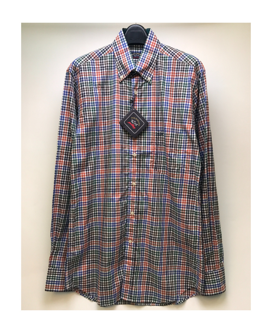 PAUL & SHARK LAPEL PLAID LONG-SLEEVED SHIRT
