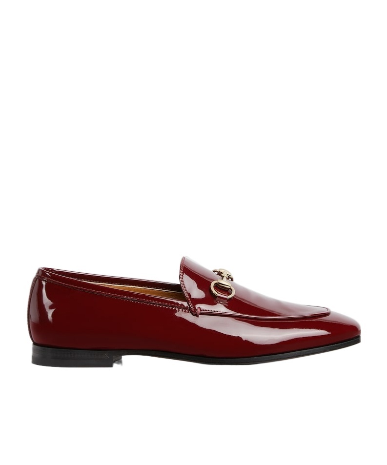 Gucci Jordan Bordeaux Loafers With Horsebit Detail In Patent Leather Woman In Brown