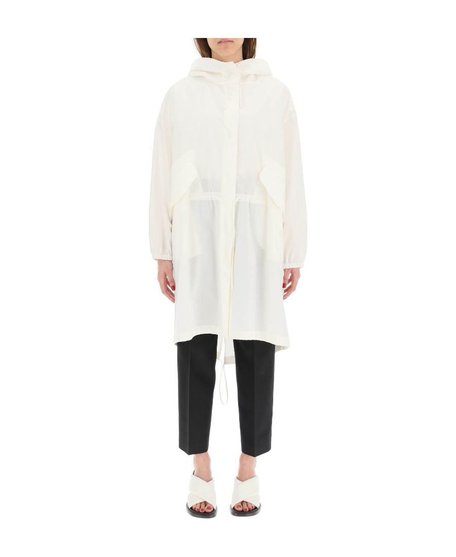 Jil Sander Oversize Hooded Coat In White