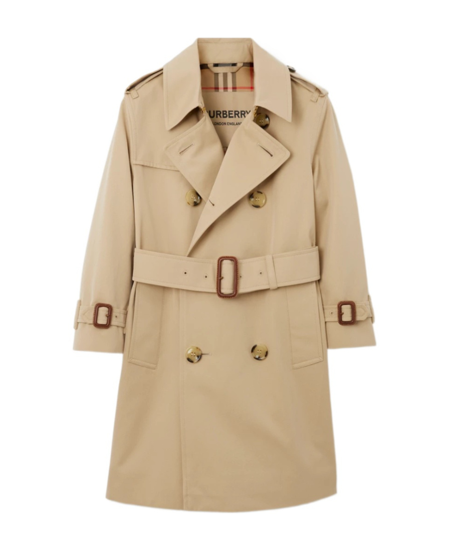 Burberry Long-sleeved Trench Coat In Nude