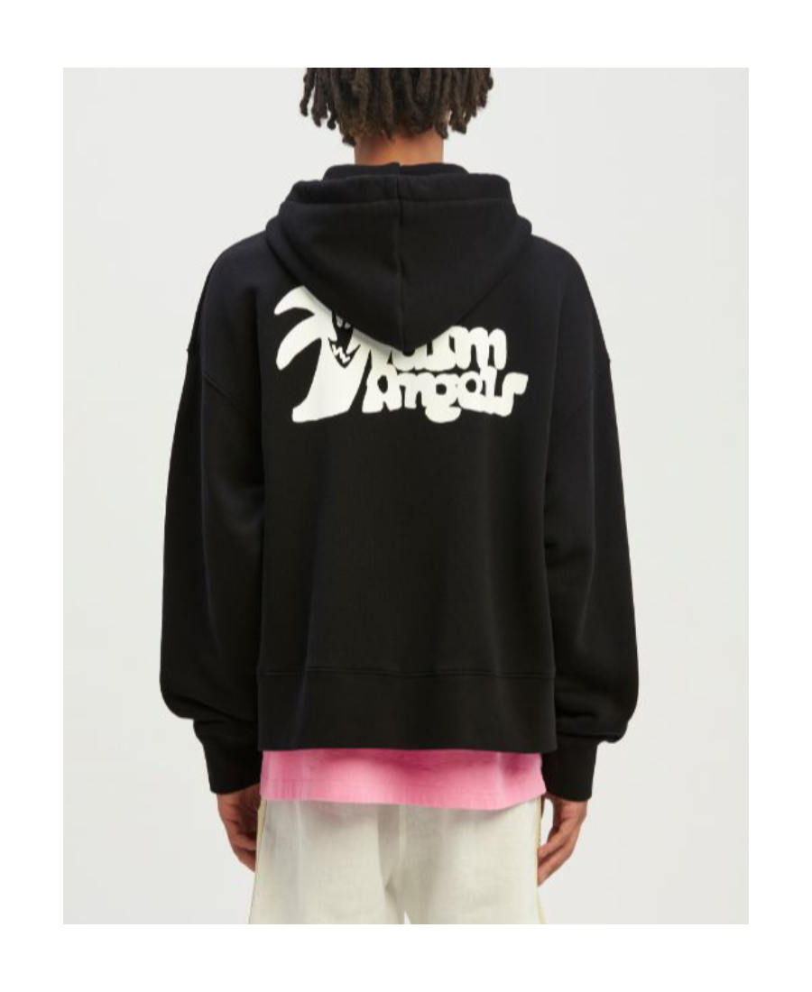 Palm Angels Logo-print Zip-up Hoodie In Black