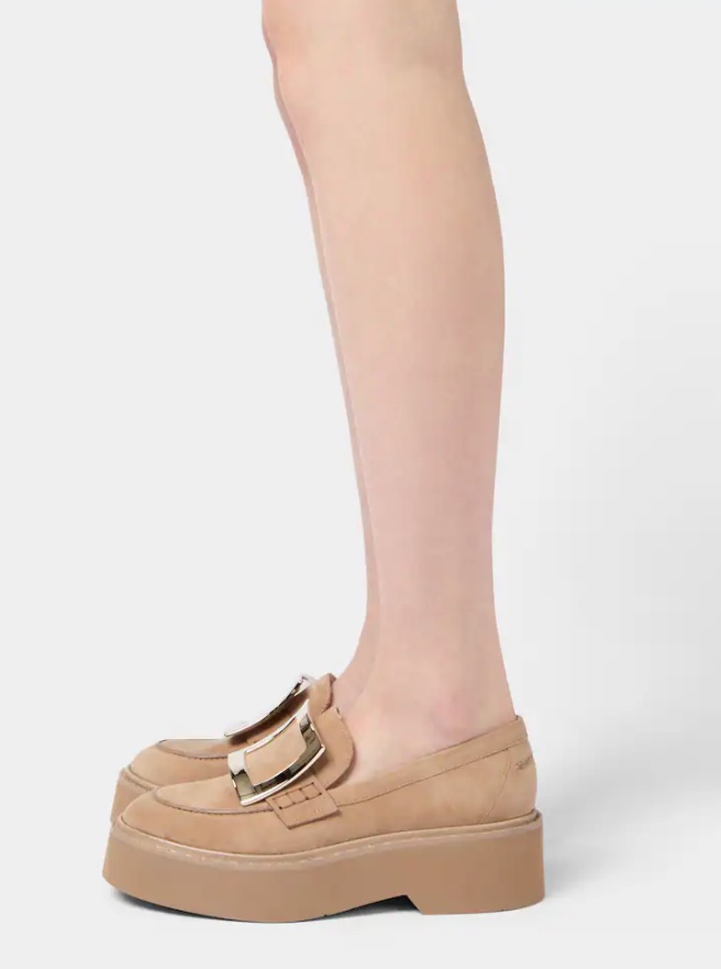 Roger Vivier Viv Rangers High Metal Loafer In Nude