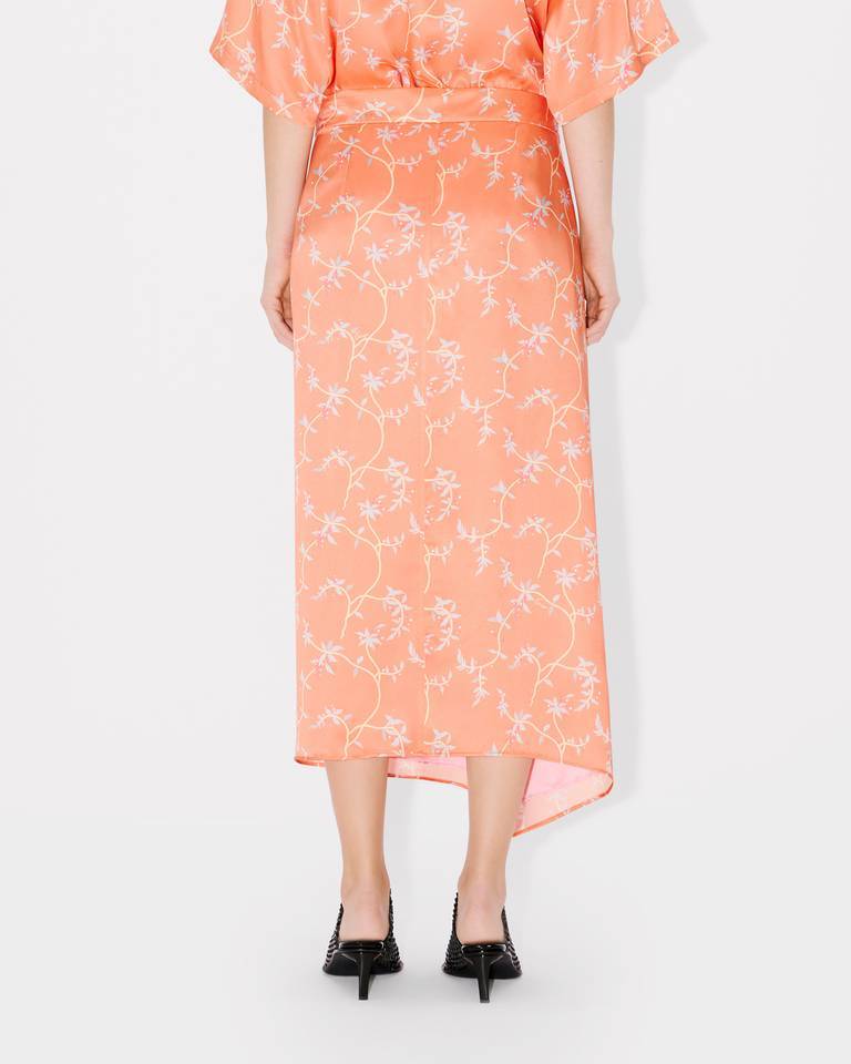 Kenzo ' Jungle Flower' Midi Skirt In Silk In Pink