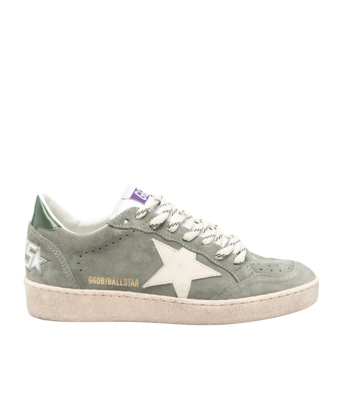 Golden Goose Suede Upper Sneakers With Leather Star And Heel In Green