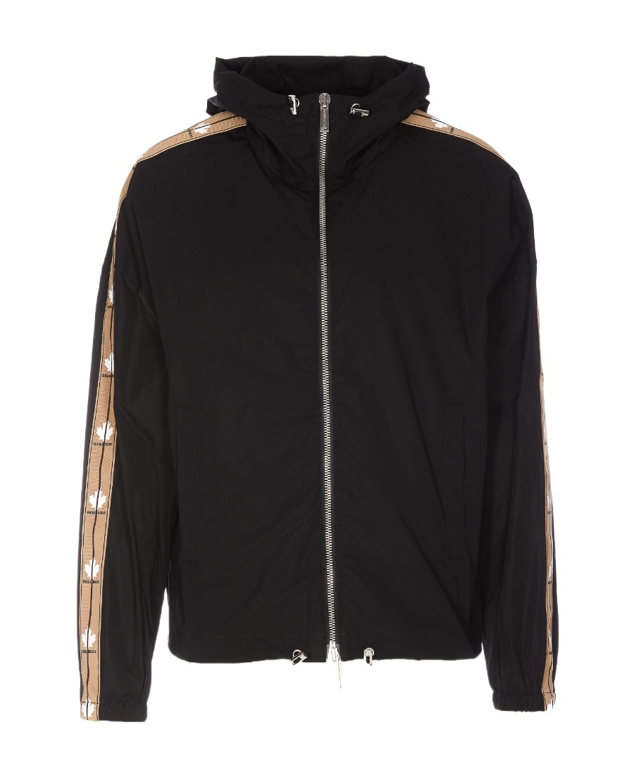 Dsquared2 Cotton Jacket With Coulisse And Band Logo In Black