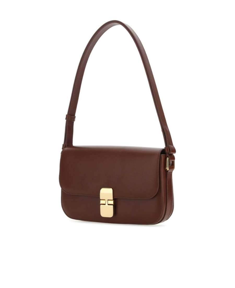 Apc A.p.c. Brown Leather Grace Shoulder Bag In Brown