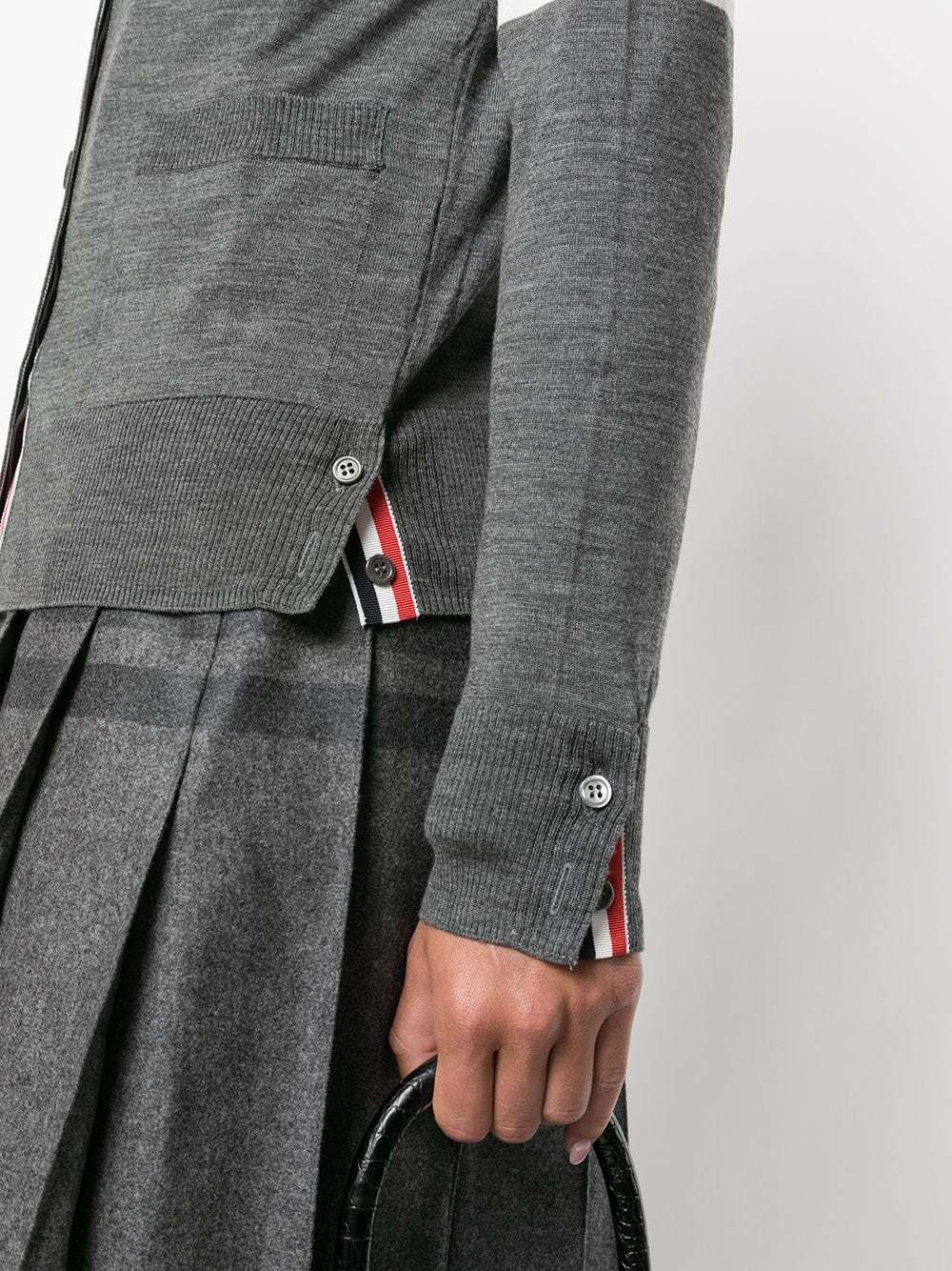 Thom Browne 4-bar Merino Wool Cardigan In Gray
