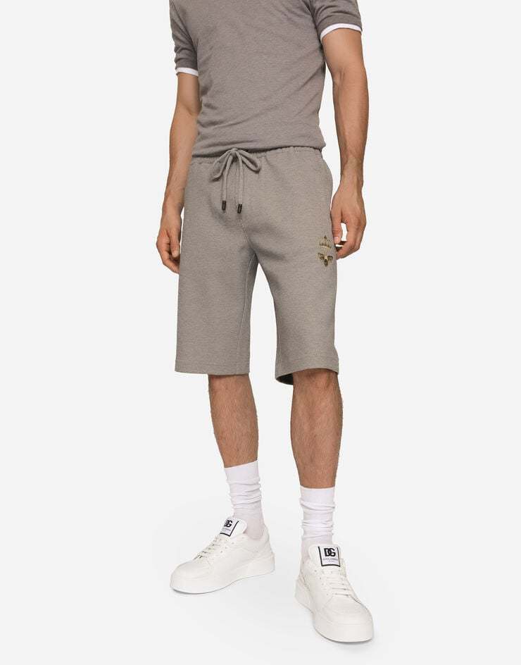 Dolce & Gabbana Jersey Jogging Shorts In Grey