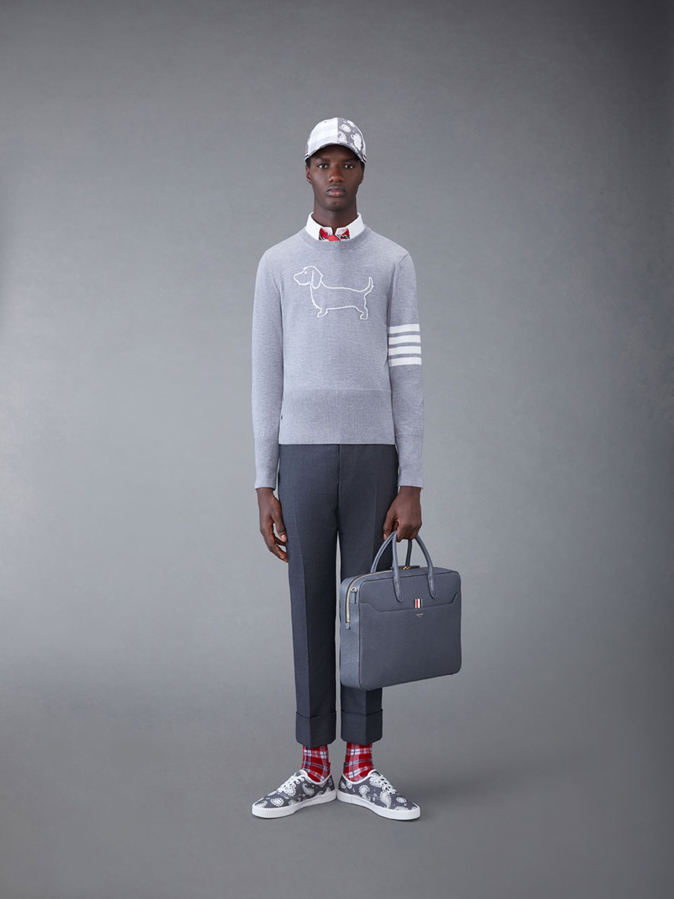 Shop Thom Browne 4-bar Stripe Wool Jumper In Gray